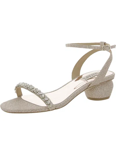 Shop Badgley Mischka Tarika Womens Open To Leather Ankle Strap In Gold