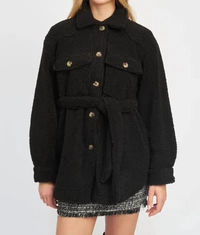 Shop En Saison Boucle Shacket In Black