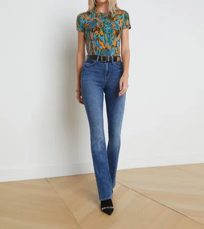 Shop L Agence Ressi Tee In Small Blue Multi Parrot Feather