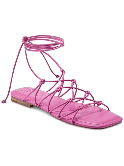 Shop Marc Fisher Ltd Monnie Womens Faux Leather Tie-up Strappy Sandals In Pink