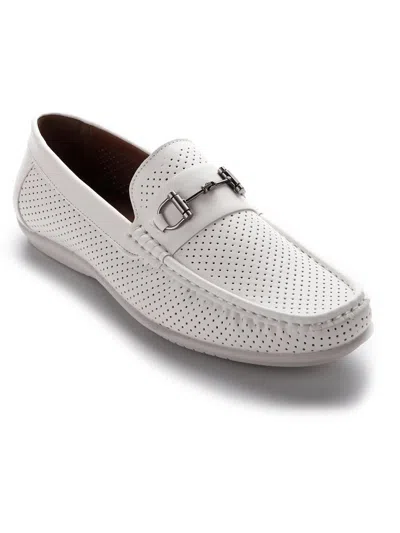 Shop Aston Marc Mens Faux Leather Slip-on Loafers In White