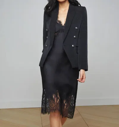 Shop L Agence Kenzie Double Breasted Blazer In Black/brushed Grey In Multi