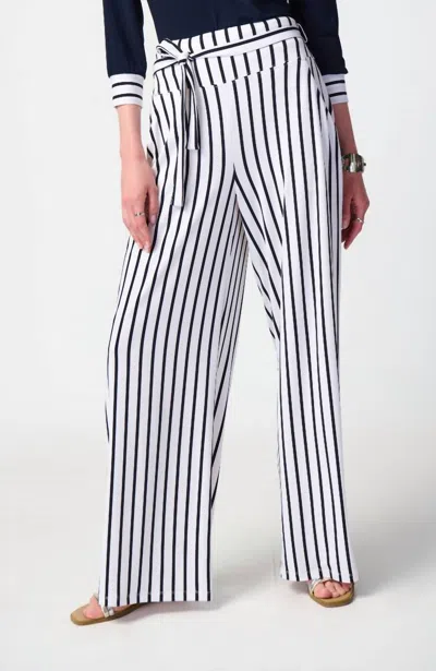 Shop Joseph Ribkoff Striped Knit Wide Leg Pants In Vanilla/midnight In Multi