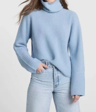 Shop Kinross Luxe Cozy T-neck Sweater In Coastal In Blue