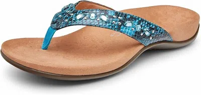 Shop Vionic Women's Lucia Snake Thong Sandal In Aqua In Blue