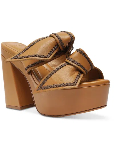 Shop Alexandre Birman Clarita Womens Leather Embroidered Platform Sandals In Yellow