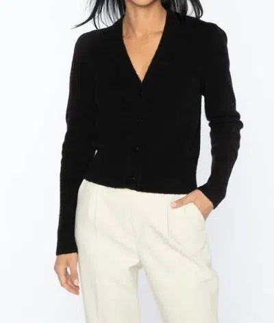 Shop Kinross Stretch Boucle Button Cardigan In Black