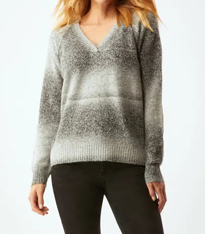 Shop Ecru Space Dye V-neck Sweater In Grey Ombre In Multi