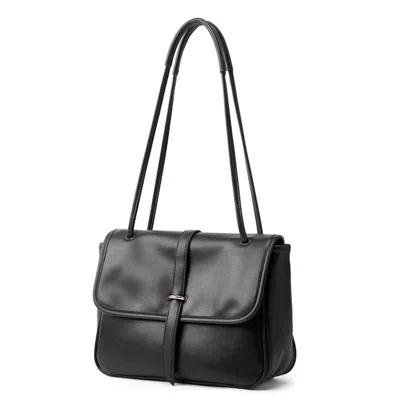 Shop Dani & Em Regina Vegan Leather Shoulder Bag In Black