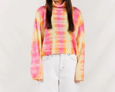 Shop Crush Painted Kala Roll Neck Sweater In Pink Tie Dye In Multi