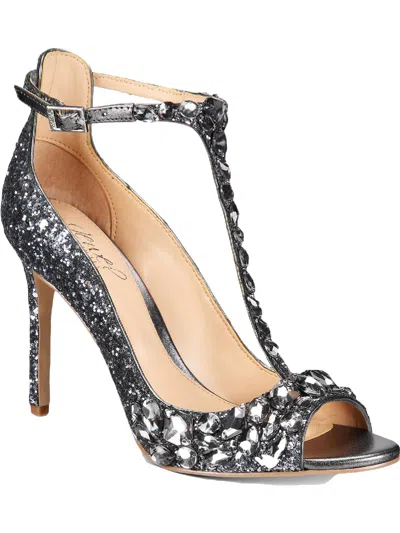 Shop Jewel Badgley Mischka Conroy Womens Glitter Stilettos Dress Sandals In Black