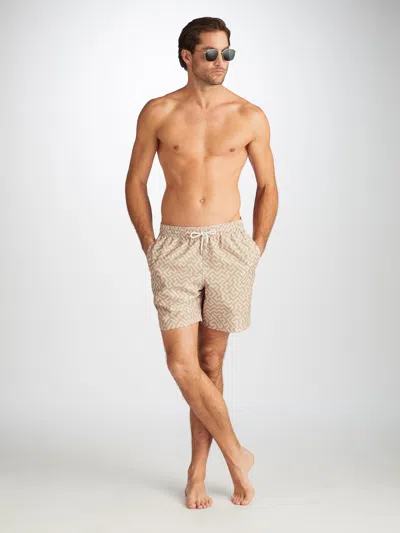Derek Rose Tropez Geometric Print Swim Shorts In Sand