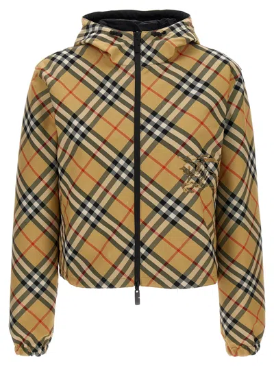 Shop Burberry Cropped Check Reversible Jacket Casual Jackets, Parka Beige
