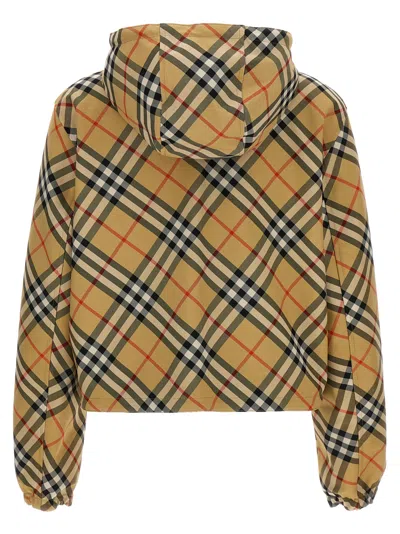 Shop Burberry Cropped Check Reversible Jacket Casual Jackets, Parka Beige