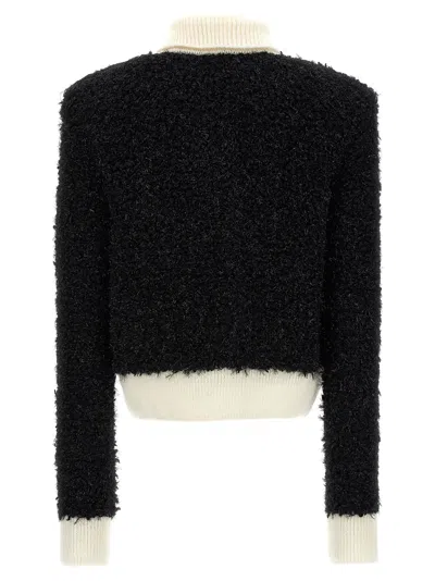 Shop Balmain Furry Tweed Jacket Casual Jackets, Parka White/black