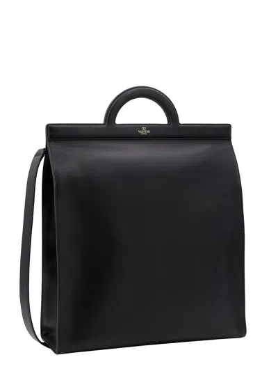 Shop Valentino Leather Handbag With Frontal Logo Print