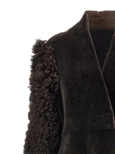 Shop Ferragamo Long  Coat Fur Brown