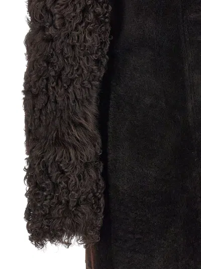 Shop Ferragamo Long  Coat Fur Brown