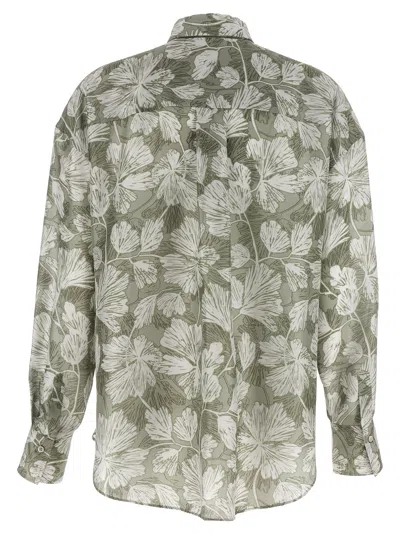 Shop Brunello Cucinelli Patterned Silk Shirt Shirt, Blouse Multicolor