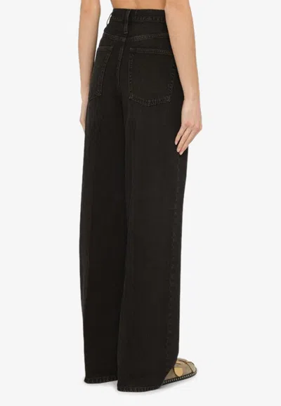 Frame Wide-leg Jeans 1978 Supernova Denim In Black