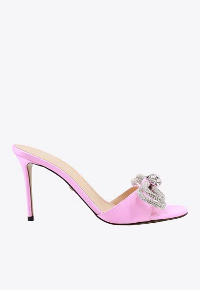 Shop Mach & Mach 95 Double Bow Satin Mules In Pink
