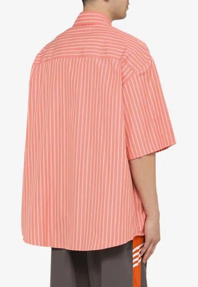 Shop Martine Rose Asymmetric Striped Short-sleeved Shirt In Multicolor