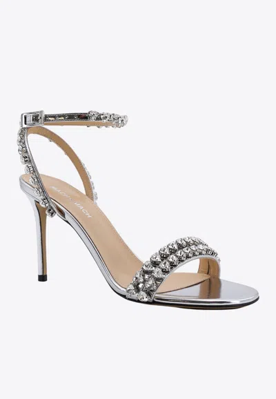 Shop Mach & Mach Audrey 95 Crystal- Embellished Sandals In Silver