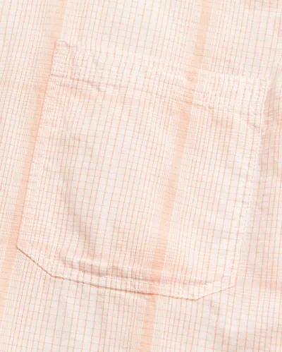 Shop Reid Short Sleeve Line Plaid Tuscumbia Shirt Button Down In Pale Coral