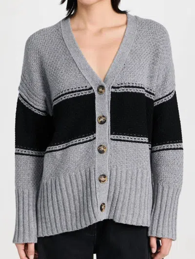 Shop Atm Anthony Thomas Melillo Wool Blend Oversized Cardigan In Cloud Grey/black In Multi