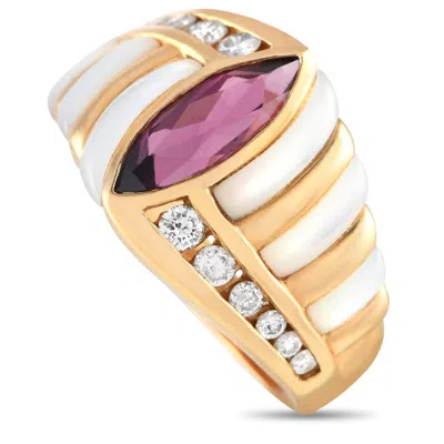 Kabana 14k Yellow Gold 0.32ct Diamond, Tourmaline And Mother Of Pearl Ring Ka07-041624 In Gold
