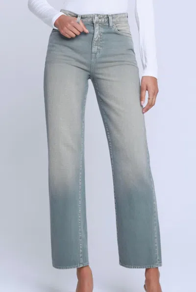 L Agence Jones Stovepipe Denim In Jade Green In Multi