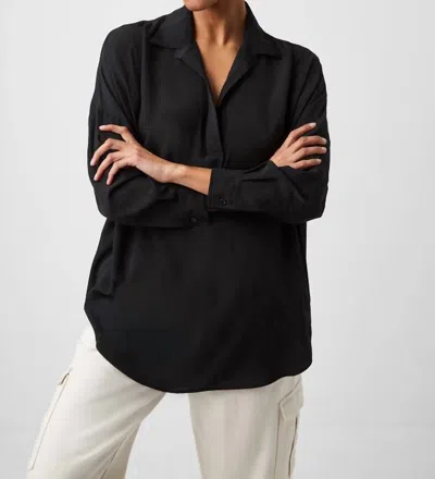 Shop French Connection Rhodes Crepe Pop Over Shirt In Black