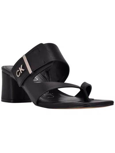 Shop Calvin Klein Briella Womens Leather Thong Heels In Black