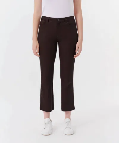 Shop Atm Anthony Thomas Melillo Leather Cropped Flare Pant In Chocolate In Gold