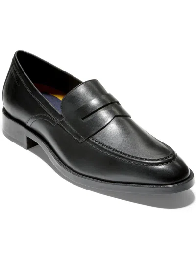 Shop Cole Haan Hawthorne Mens Leather Slip-on Loafers In Black