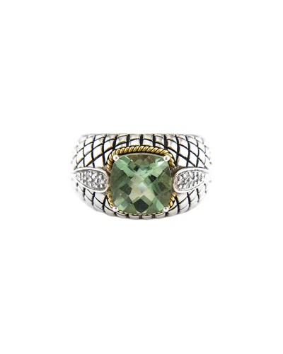 Shop Andrea Candela Ibiza 18k & Silver 3.90 Ct. Tw. Diamond & Green Amethyst Ring In Multi