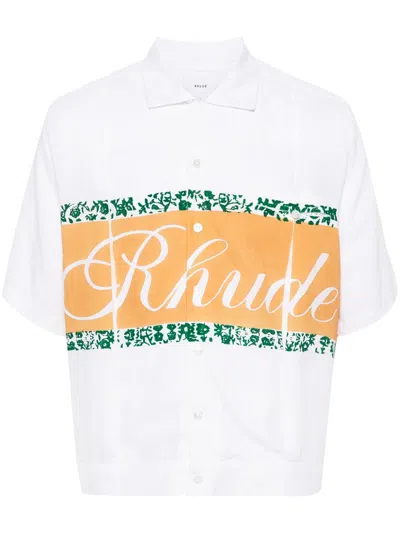 Rhude White Pleated Shirt In White