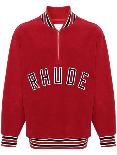 Shop Rhude Quarter-zip Varsity Clothing In Red