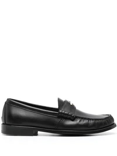 Shop Rhude Calf Penny Loafer Shoes In Black