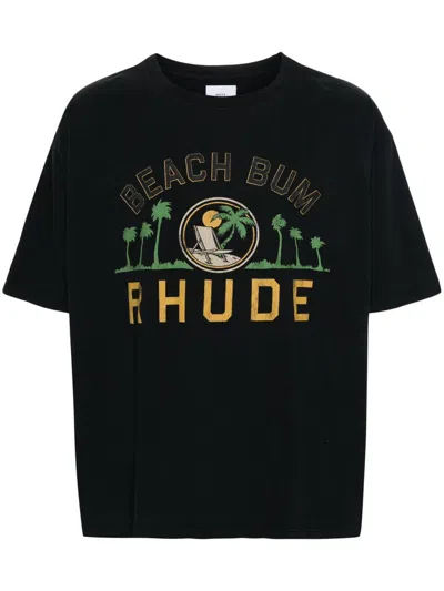 Shop Rhude Palmera T-shirt Clothing In Black