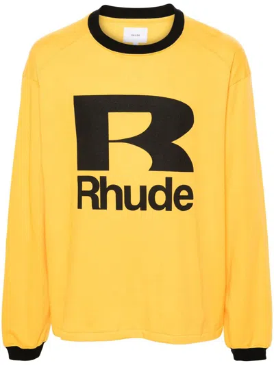 Shop Rhude Petrol Ls Clothing In Yellow & Orange