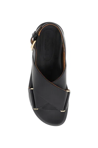 Shop Marni Fussbett Leather Sandals In Nero