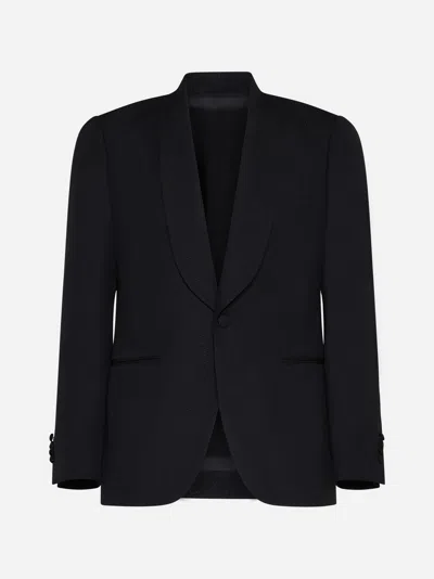 Shop Lardini Wool-blend Single-breasted Blazer In Black