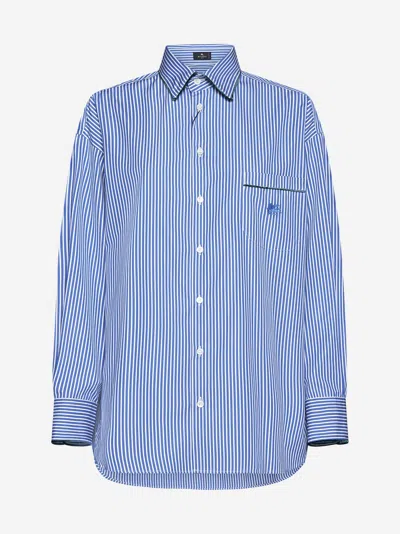 Shop Etro Striped Cottons Shirt In Blue,white