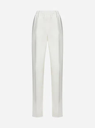 Shop Burberry Viscose-blend Trousers In White