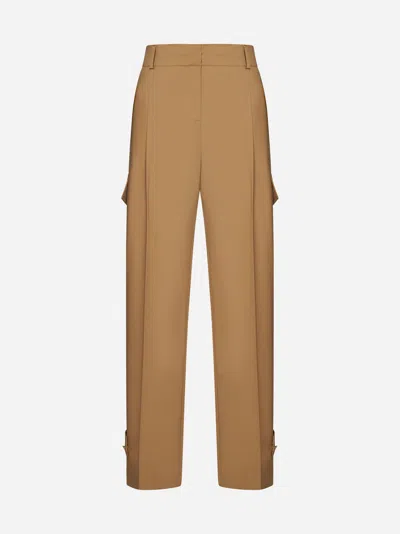 Shop Blanca Vita Philody Silk Cargo Trousers In Tan