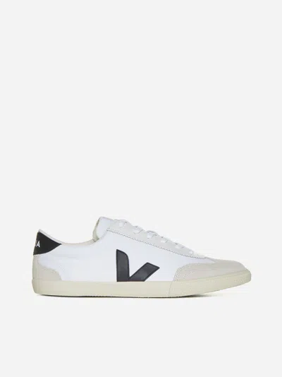 Shop Veja Volley Canvas Sneakers In White,black