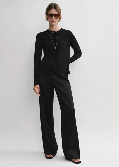 Shop Totême Contrast Satin Trousers Black