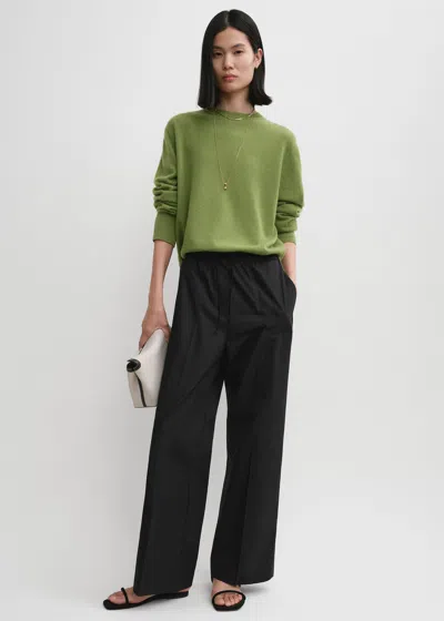Totême Cotton Drawstring Trousers Black In Black