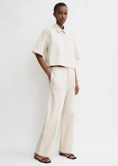Totême Cotton Drawstring Trousers Stone In Stone